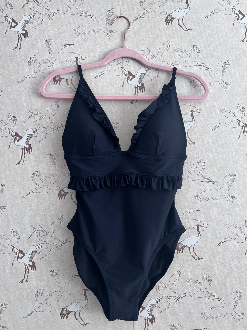 J. Crew black one piece‎ swimsuit ruffle